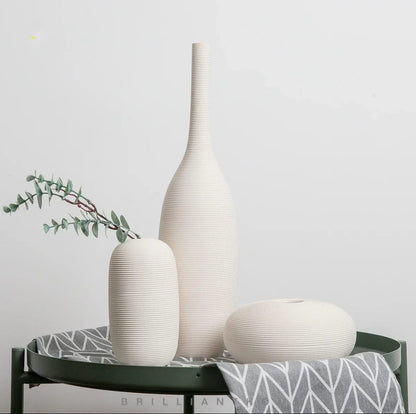 3Pc Ceramic Vases BlackNov