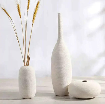 3Pc Ceramic Vases BlackNov