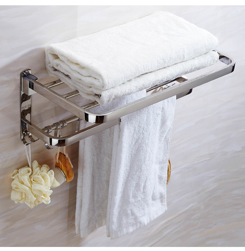 Bathroom Wall Mounted Towel Rack Accessory with Hooks