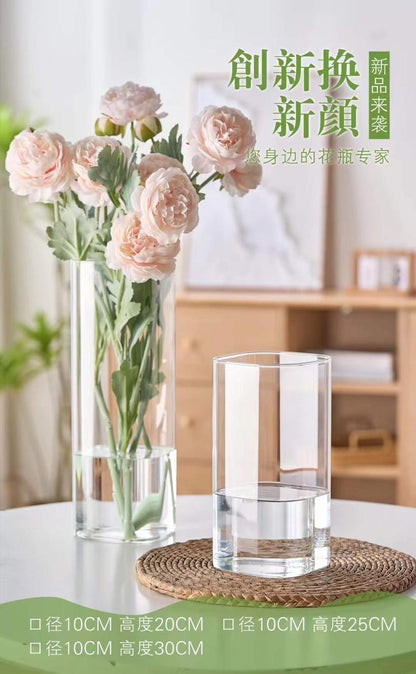 Clear square glass vase