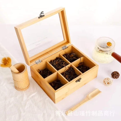 Eco friendly bamboo tea bag organizer