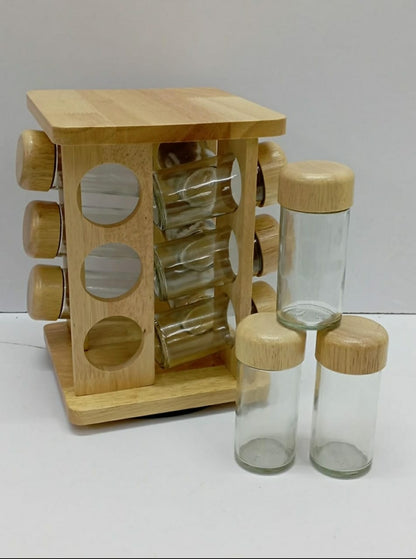 12Pcs Bamboo Spice Rack