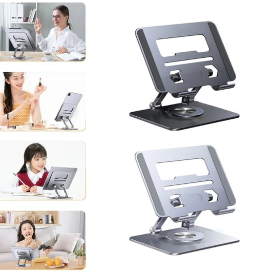 Aluminium folding rotating laptop tablet stand