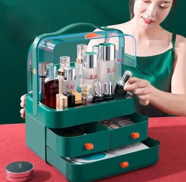 3-Drawer Portable Dome-Top Acrylic Cosmetic and Skincare Organizer