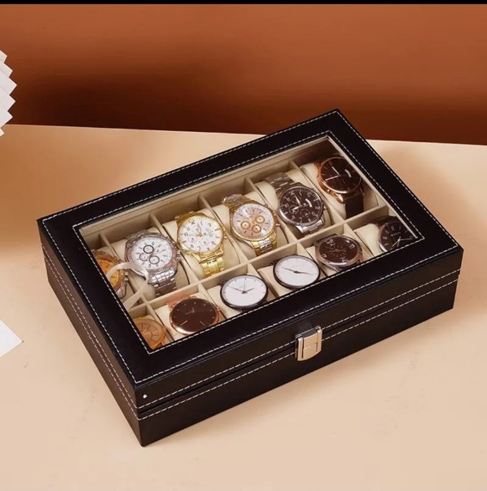 12 Slots Leather Watch Organizer