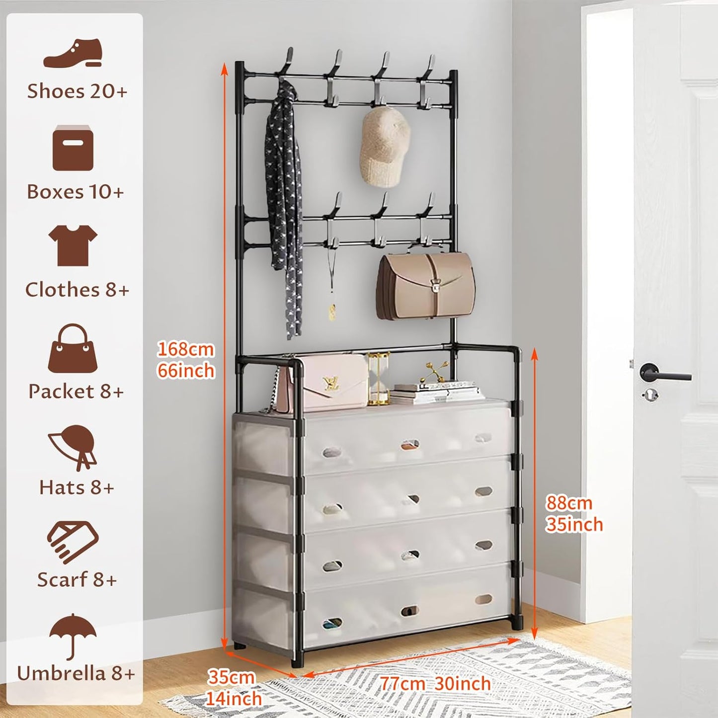 Shoe rack with dust cover