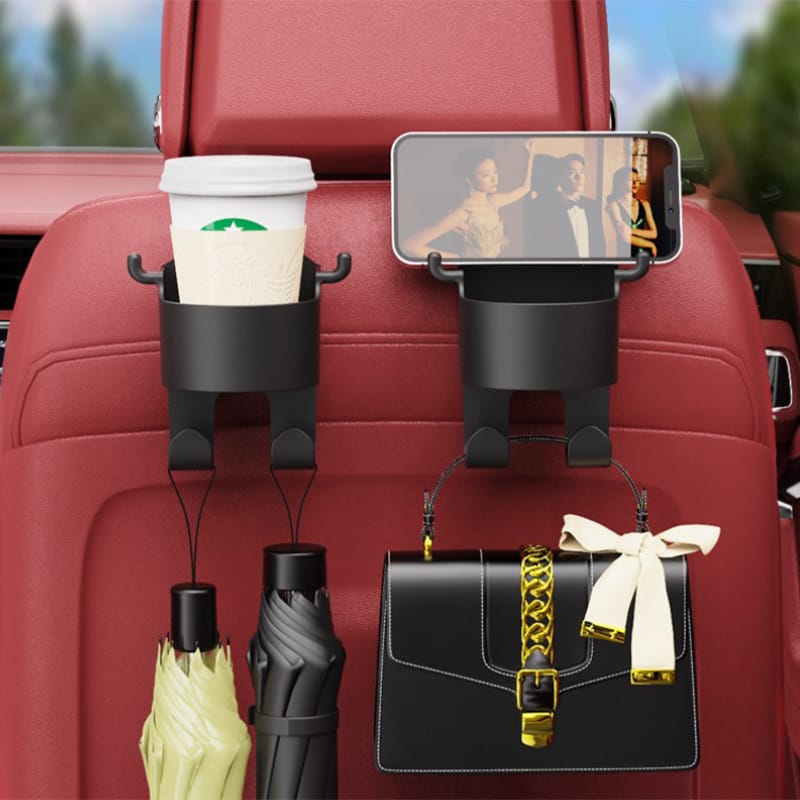 Car headrest hook with storage