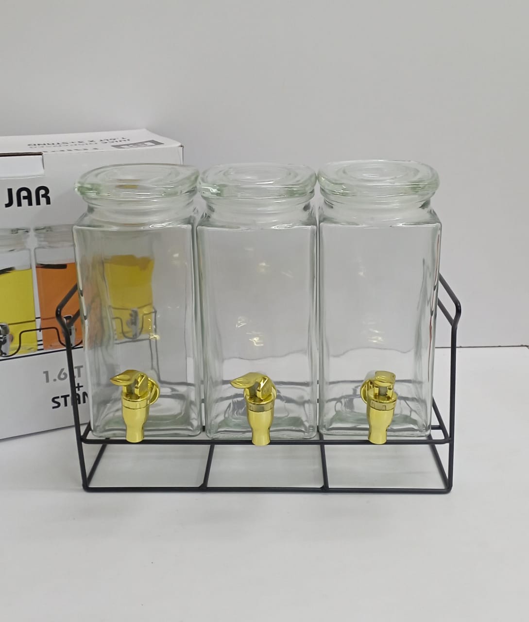 Set of 3 glass juice dispenser