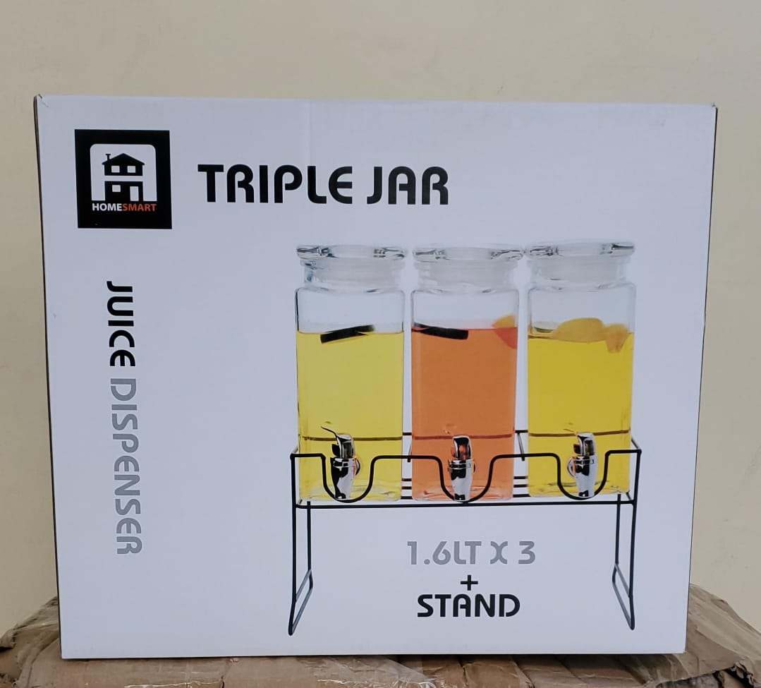 Set of 3 glass juice dispenser