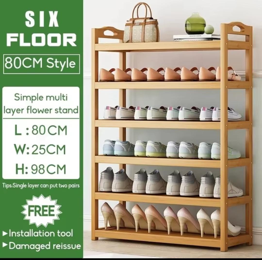 6 Layer Bamboo shoe rack