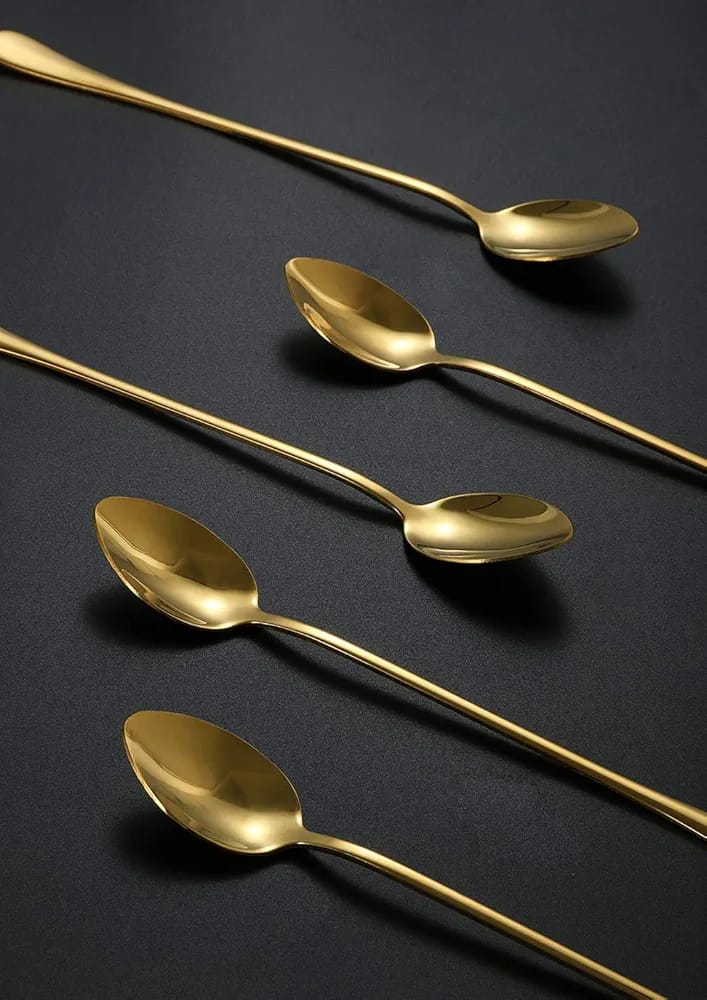 6pc Gold long teaspoon