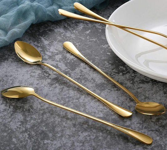 6pc Gold long teaspoon