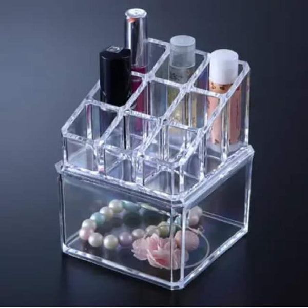 2-in-1 Modular Clear Acrylic Cosmetic Storage and Jewelry Organizer
