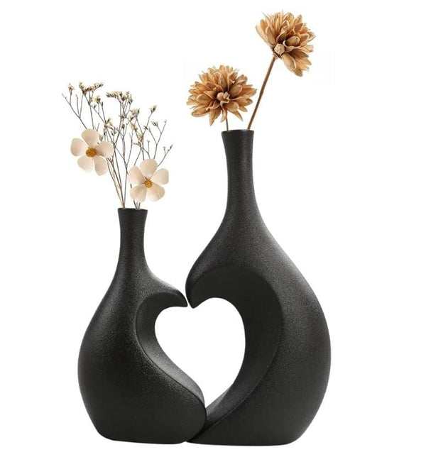 Interlocking Heart Ceramic Decorative Vase