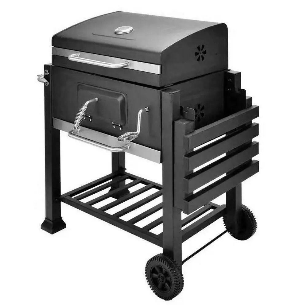 Outdoor Garden Barbecue Portable BBQ Grill Outdoor Large Charcoal Trolley Rectangular BBQ Barbecue Grill*