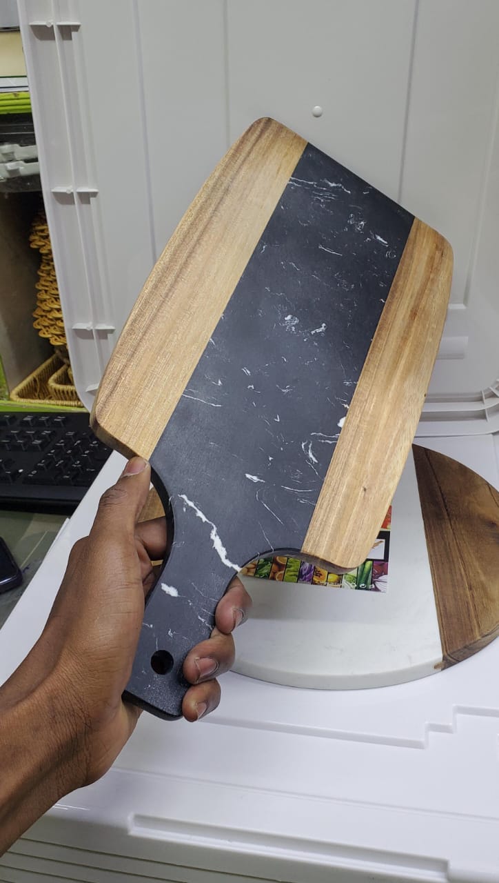 2 in 1 Chopping board with marble stone / bamboo serving tray