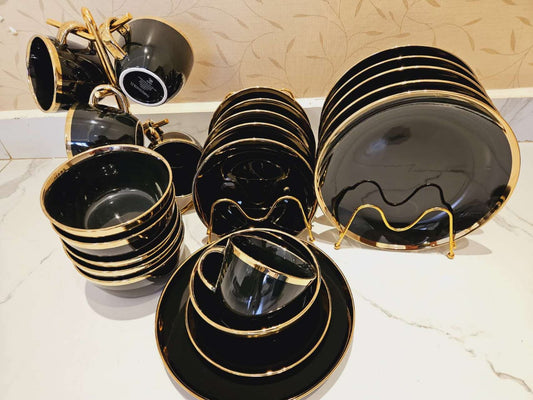 24Pc Dinner set with gold rim