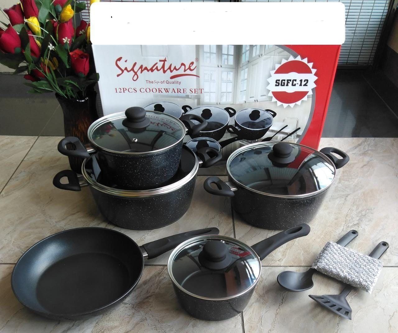 12 pcs Marble Granite Coated  Cookware set
SGFC-12- 8500/-