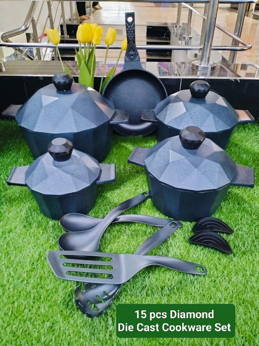 15 pcs Diamond Die Cast Cookware Sets Heavy 13999/-