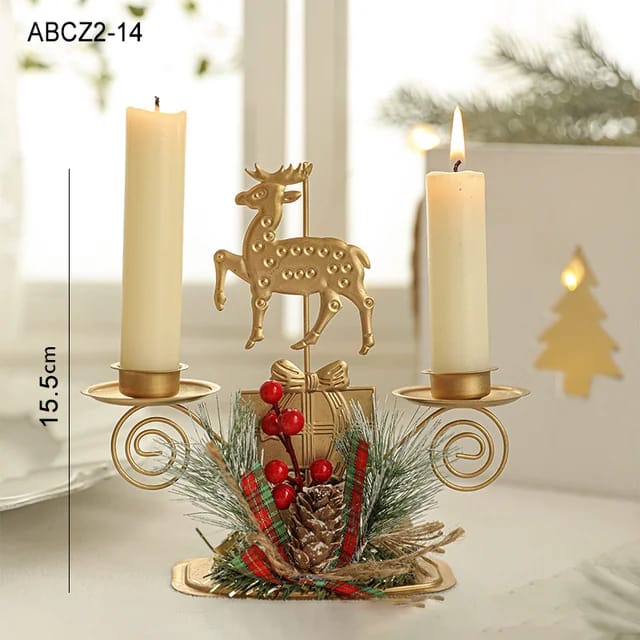 Christmas Candle Holder Santa Claus Elk tree Golden Iron Candlestick New Year Table Ornaments Xmas Gift Decor for home*