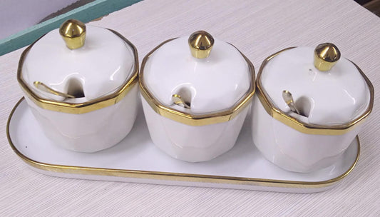 3pc Hexagonal sugardish with tray