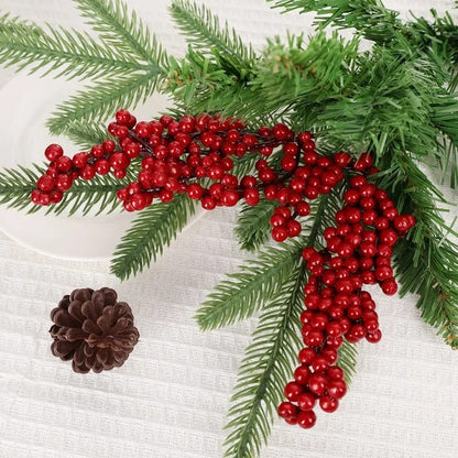 10pc Artificial Red Berry Bouquet Christmas Decoration  Flower for Home Decor Xmas Tree