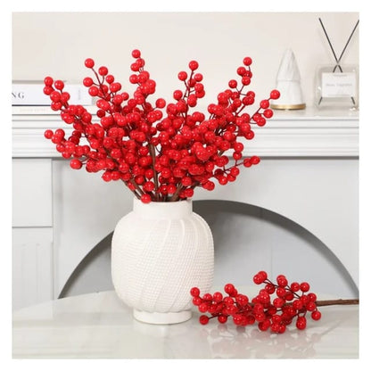 10pc Artificial Red Berry Bouquet Christmas Decoration  Flower for Home Decor Xmas Tree