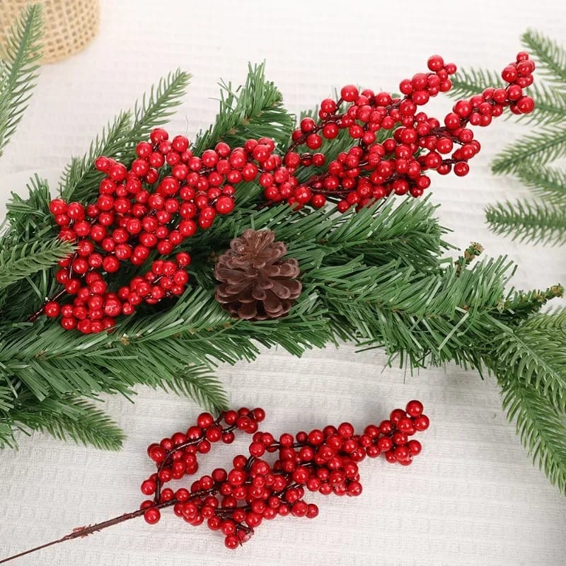 5pc Artificial Red Berry Bouquet Christmas Decoration  Flower for Home Decor Xmas Tree Navidad  Ornaments Accessory*