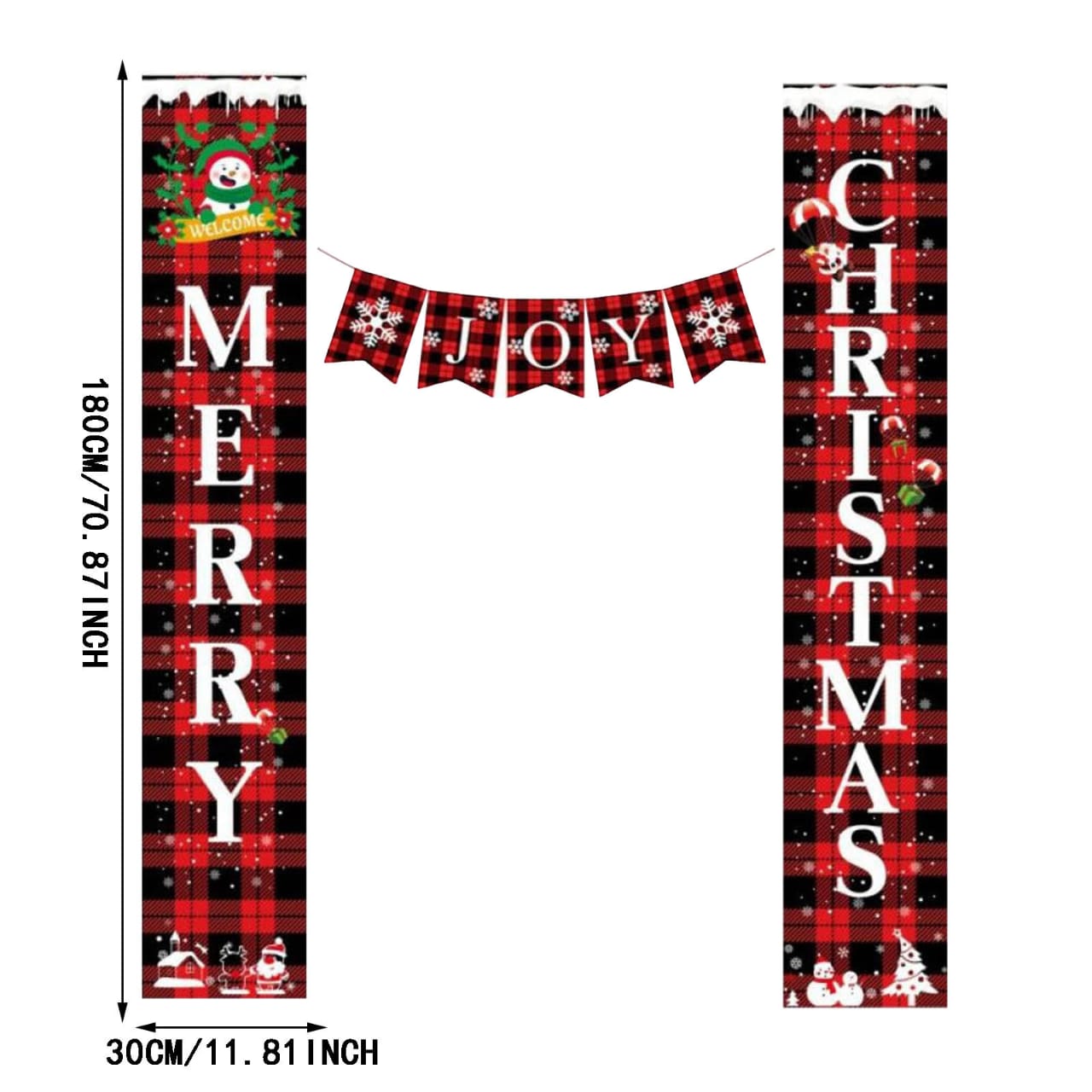 *Merry Christmas Porch Sign Joy Christmas Banners Red Black Buffalo Plaid Porch Signs Christmas Christmas Decorations*