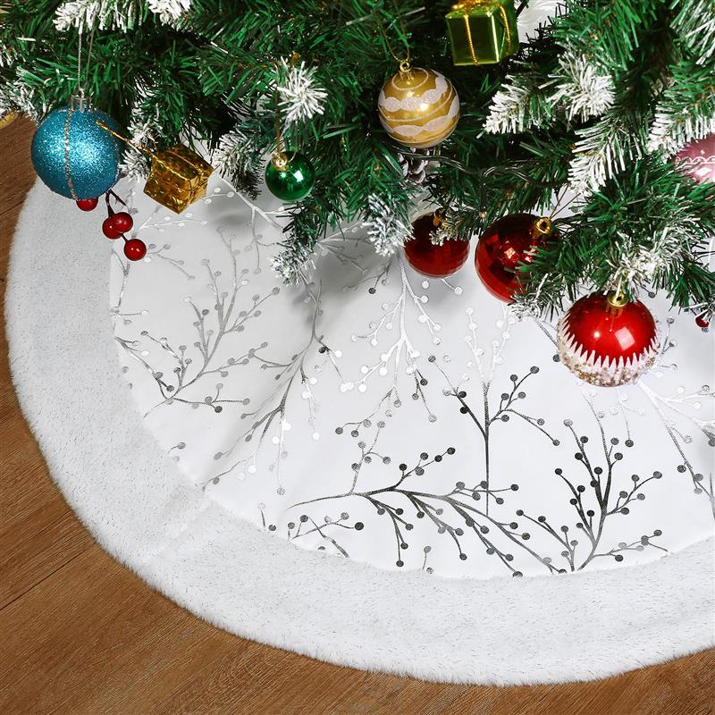 Christmas Tree Skirt White Plush Carpet  Xmas Tree Mat Christmas Tree Mat Decor 

 *gold/white*