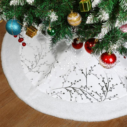90cm Christmas Tree Skirt White Plush Xmas Tree Mat Christmas Tree Mat Decor