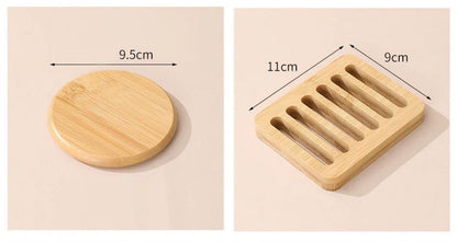 4Pc bamboo coasters and rack
