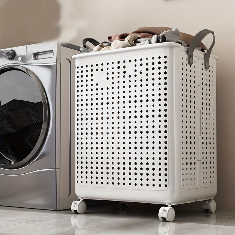 Laundry storage basket with wheels