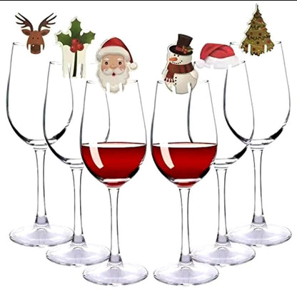 10 pieces Christmas cup card wine cocktail topper