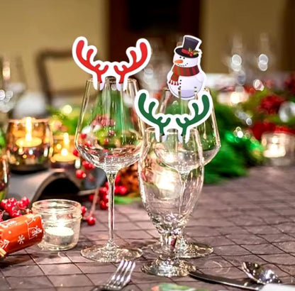 10 pieces Christmas cup card wine cocktail topper