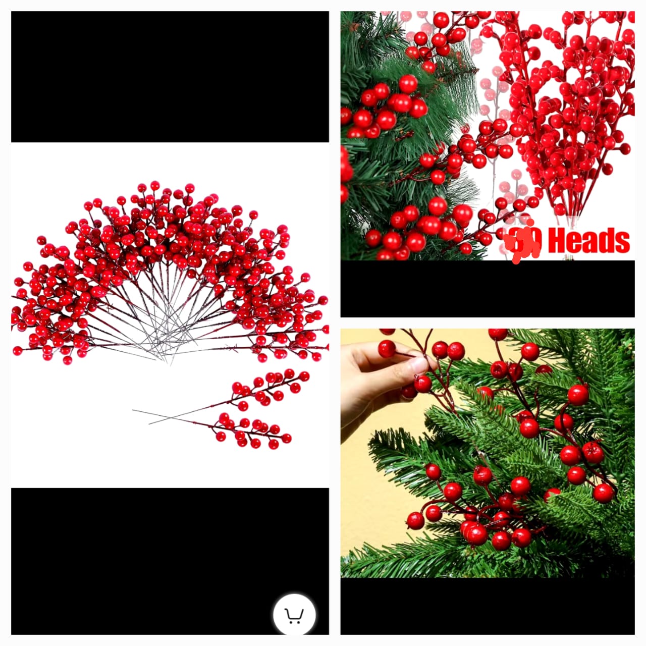 10 branches  Christmas decor redberry