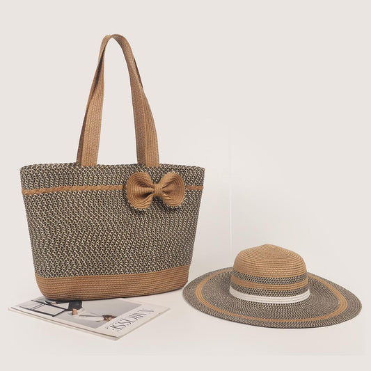 High quality Summer Straw woven hat and bag set