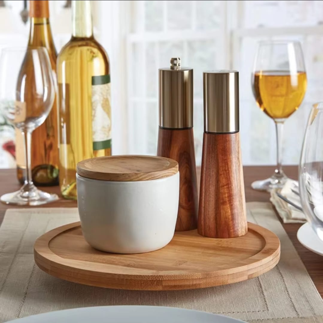 Single layer Bamboo rotating spice rack/Lazy Susan