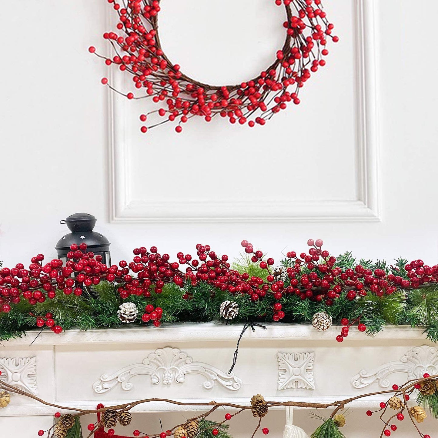 *Artificial Red Berry Plants Christmas Garland*
*with no lights*