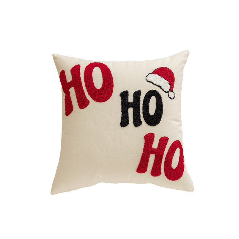 Christmas Embroidered Cushion Cover Merry Christmas Cartoon Embroidered Pillow Cover Festival Living Room Sofa