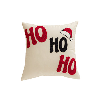 Christmas Embroidered Cushion Cover Merry Christmas Cartoon Embroidered Pillow Cover Festival Living Room Sofa