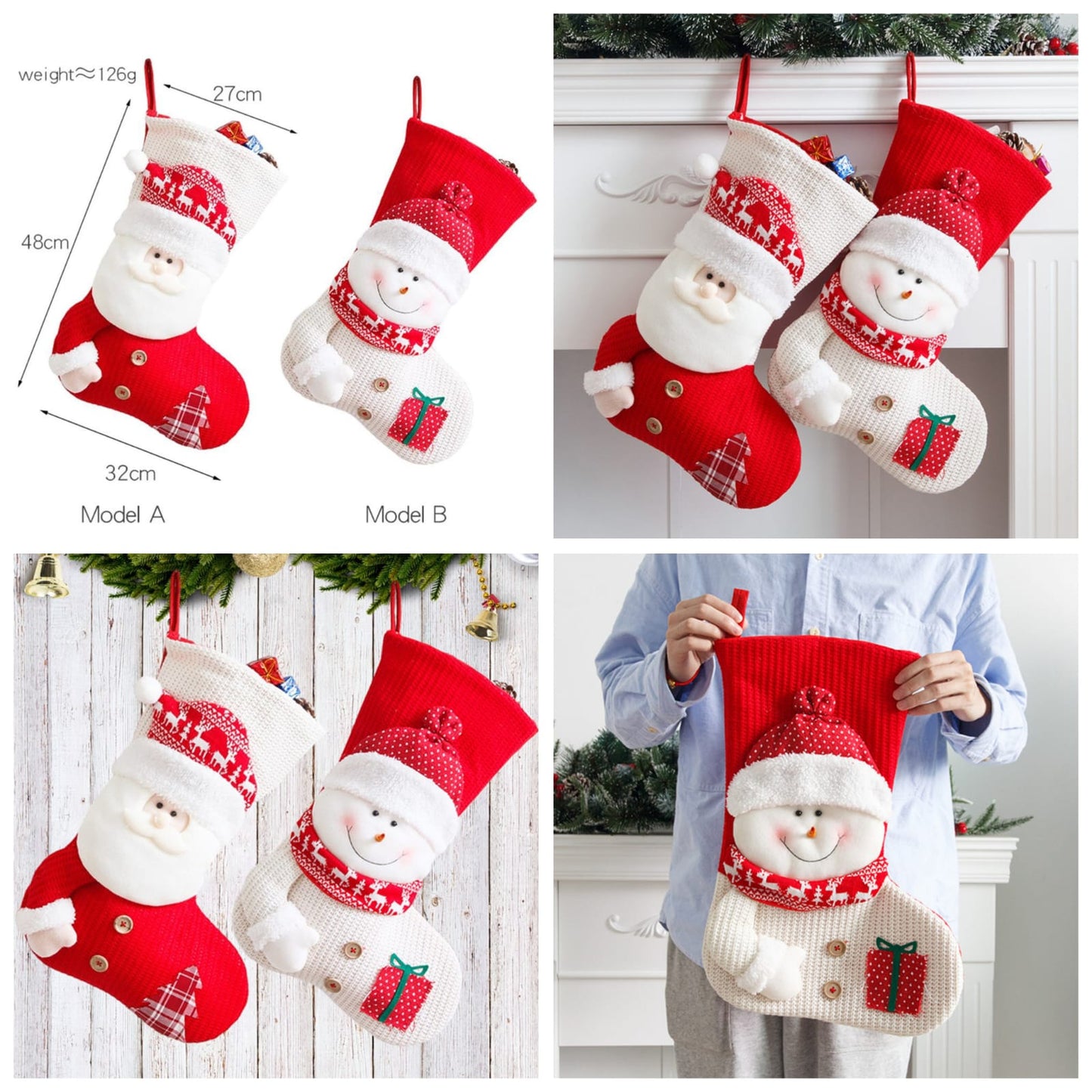 *Large Christmas Stocking Socks Decorations For Home Christmas Ornament*