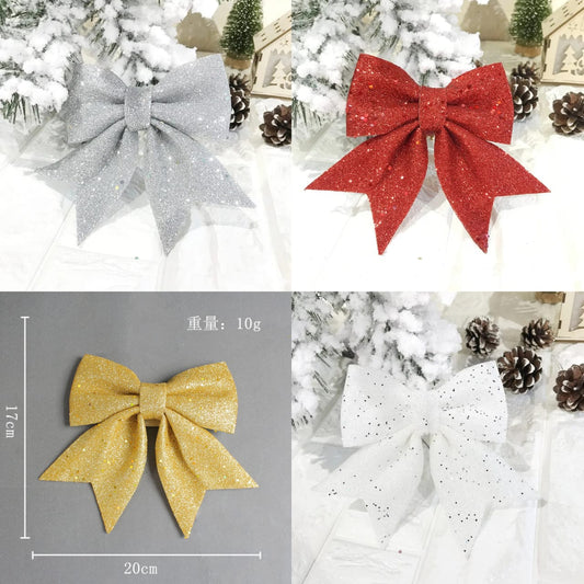 Christmas Glitter Ribbon Bows Large Mesh Bowknot 2pc