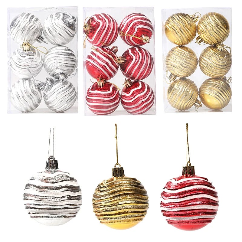 *6pcs New Plastic Christmas Ball 6cm Abnormal Ball Shaped Ball Christmas Tree Decorative Pendant Gold Silver Christmas Balls*