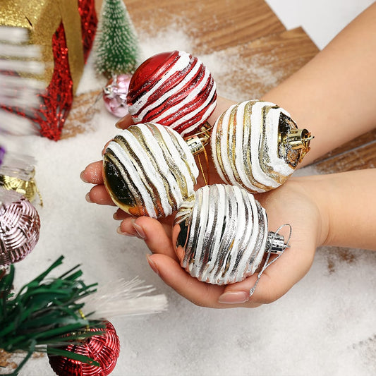 *6pcs New Plastic Christmas Ball 6cm Abnormal Ball Shaped Ball Christmas Tree Decorative Pendant Gold Silver Christmas Balls*