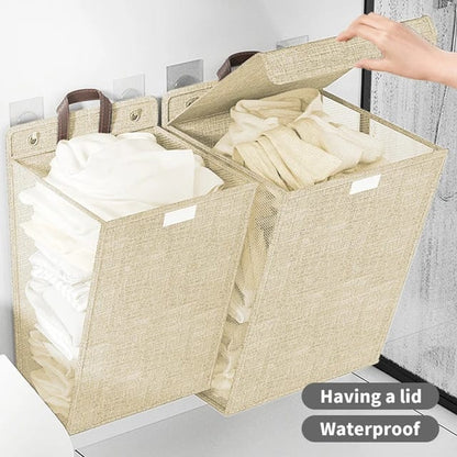 Wall mounted foldable laundry basket