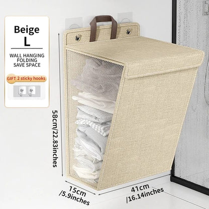 Wall mounted foldable laundry basket