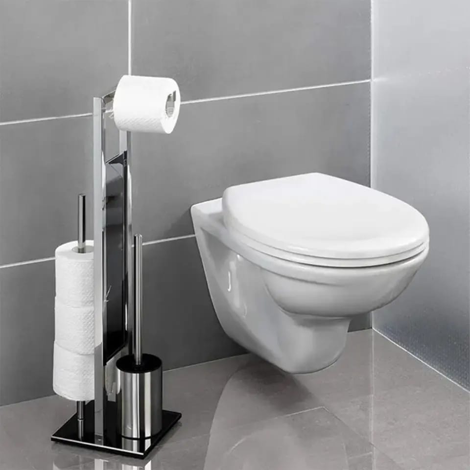 Free standing  metal tissue holder with toilet brush BlackNov