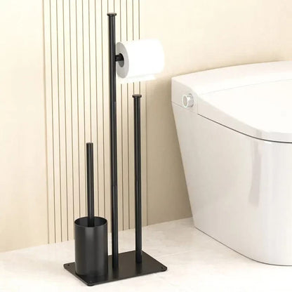 Tissue holder with toilet brush