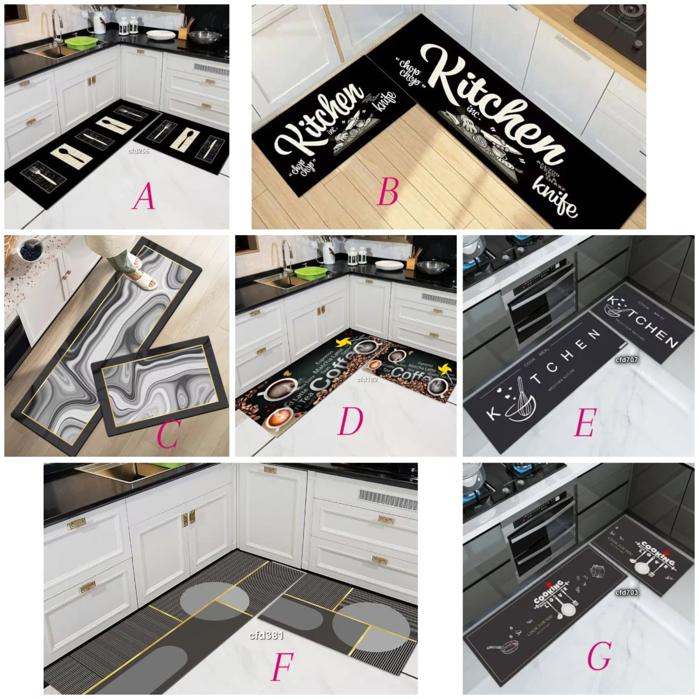 2pcs kitchen mats with rubber super non-slip underside